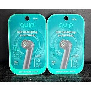 Quip 360 Oscillating Brush Heads Replacement (2x 2 Pack) 4 Total Black Soft NEW